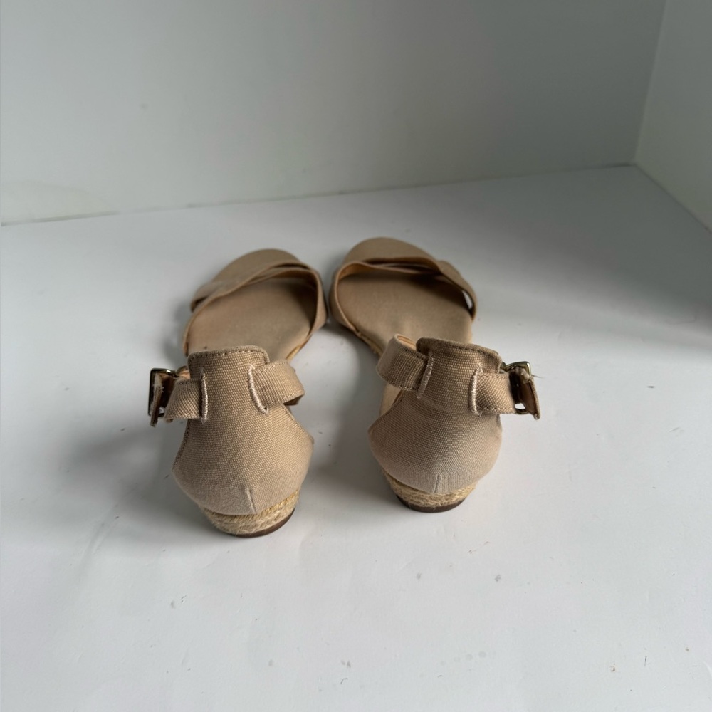 J. Crew Marina  Canvas tan criss-cross strappy Sandals. Size 8 - Picture 14 of 16